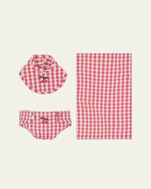 Gingham-Print Doll 3-Piece Set